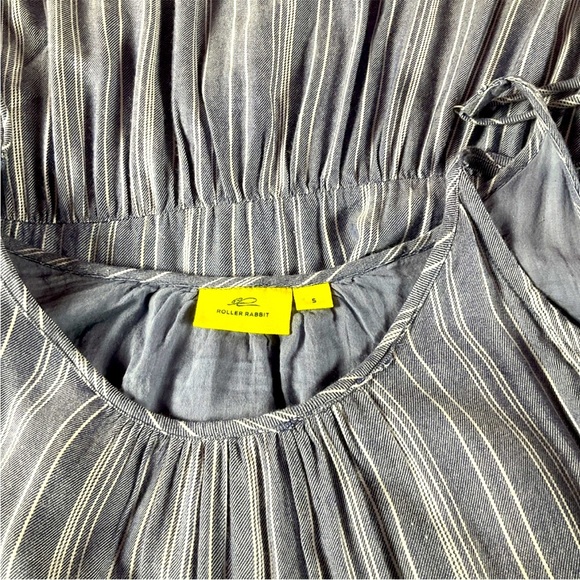 ROLLER RABBIT Dakota Women’s Size S Blue And White Striped Chambray Dress - Picture 6 of 12